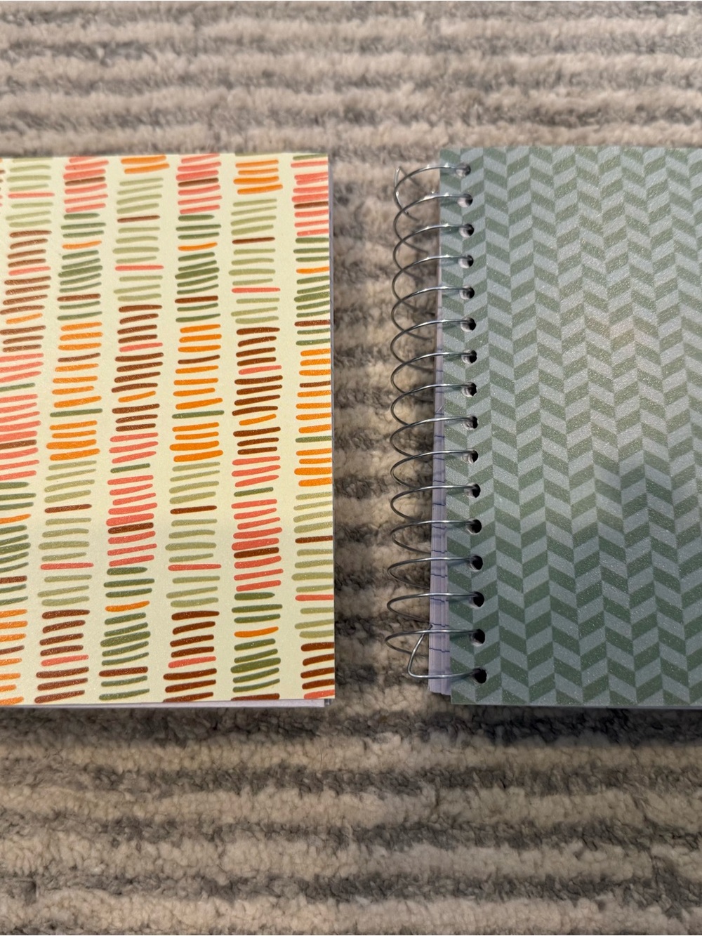 Sage Green Spiral Notebook & Multicolor Patterned Mini Notebook Set